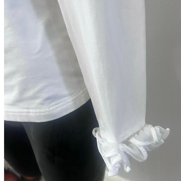 Anne Fontaine Ruffled Faux Wrap Blouse Women’s 38 (US 6) France Made Glam Preppy - Picture 7 of 8